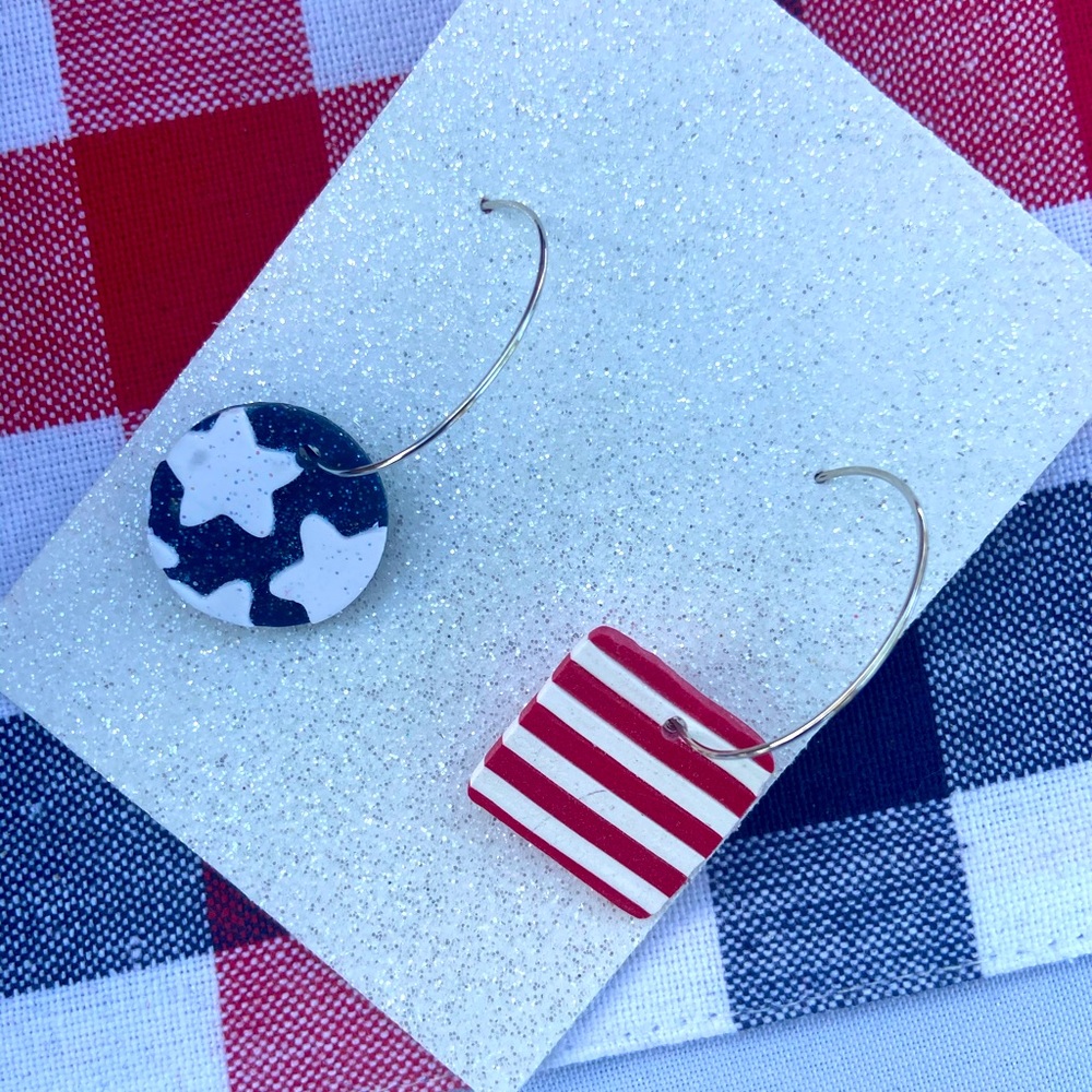 Patriotic dangle earrings for Fourth 4th of July